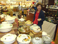 A Japanese store with many hot pots